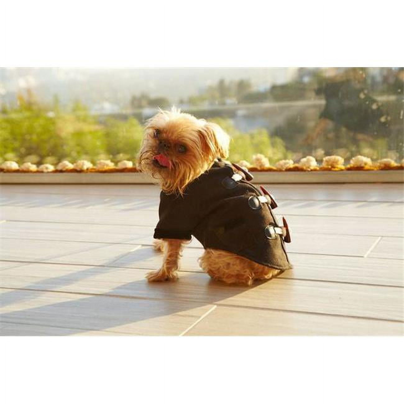 Picture of Bonevivant BV-JK-111-XS Chewy Long Toggle Dog Coat&#44; Black & White - Extra Small