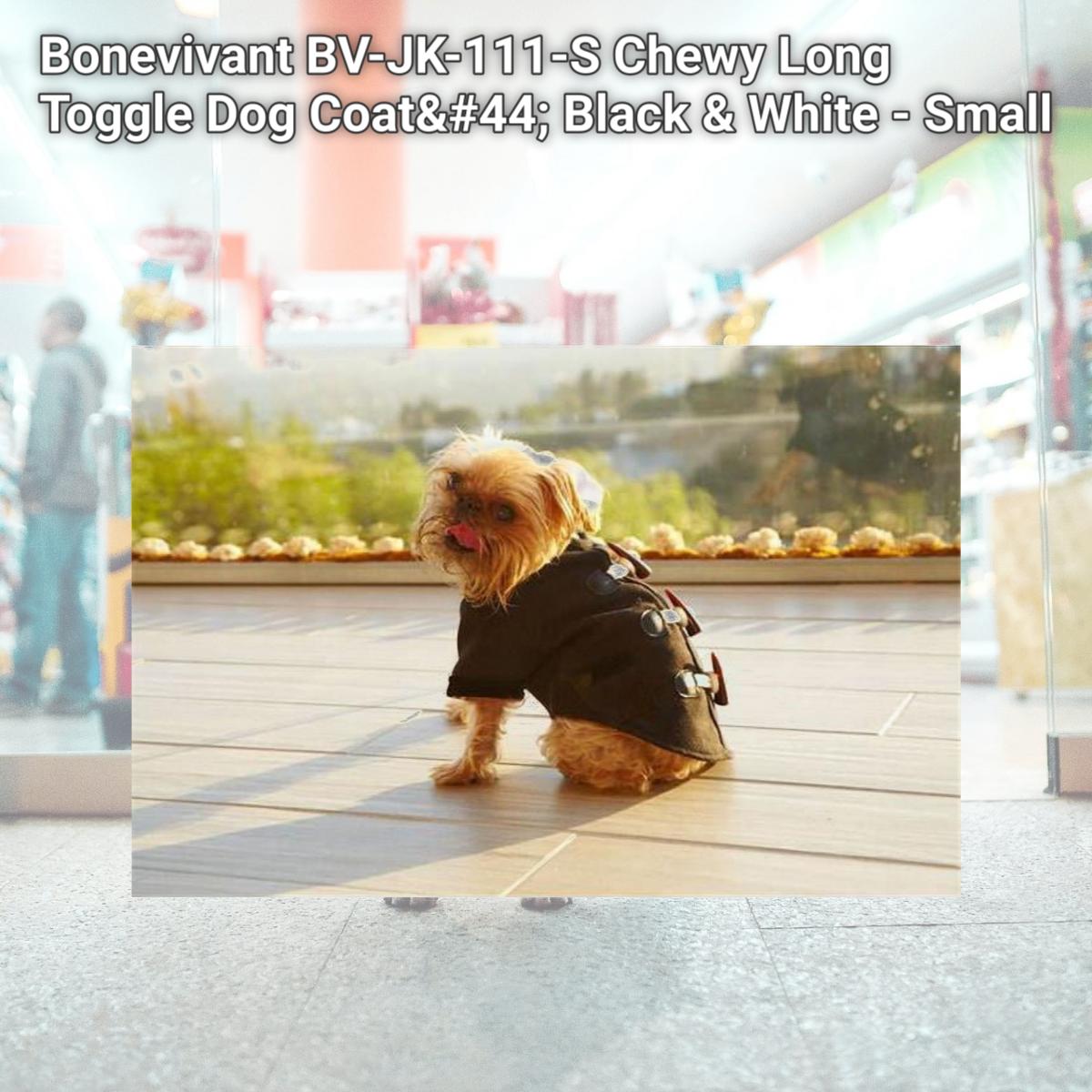 Picture of Bonevivant BV-JK-111-S Chewy Long Toggle Dog Coat&#44; Black & White - Small