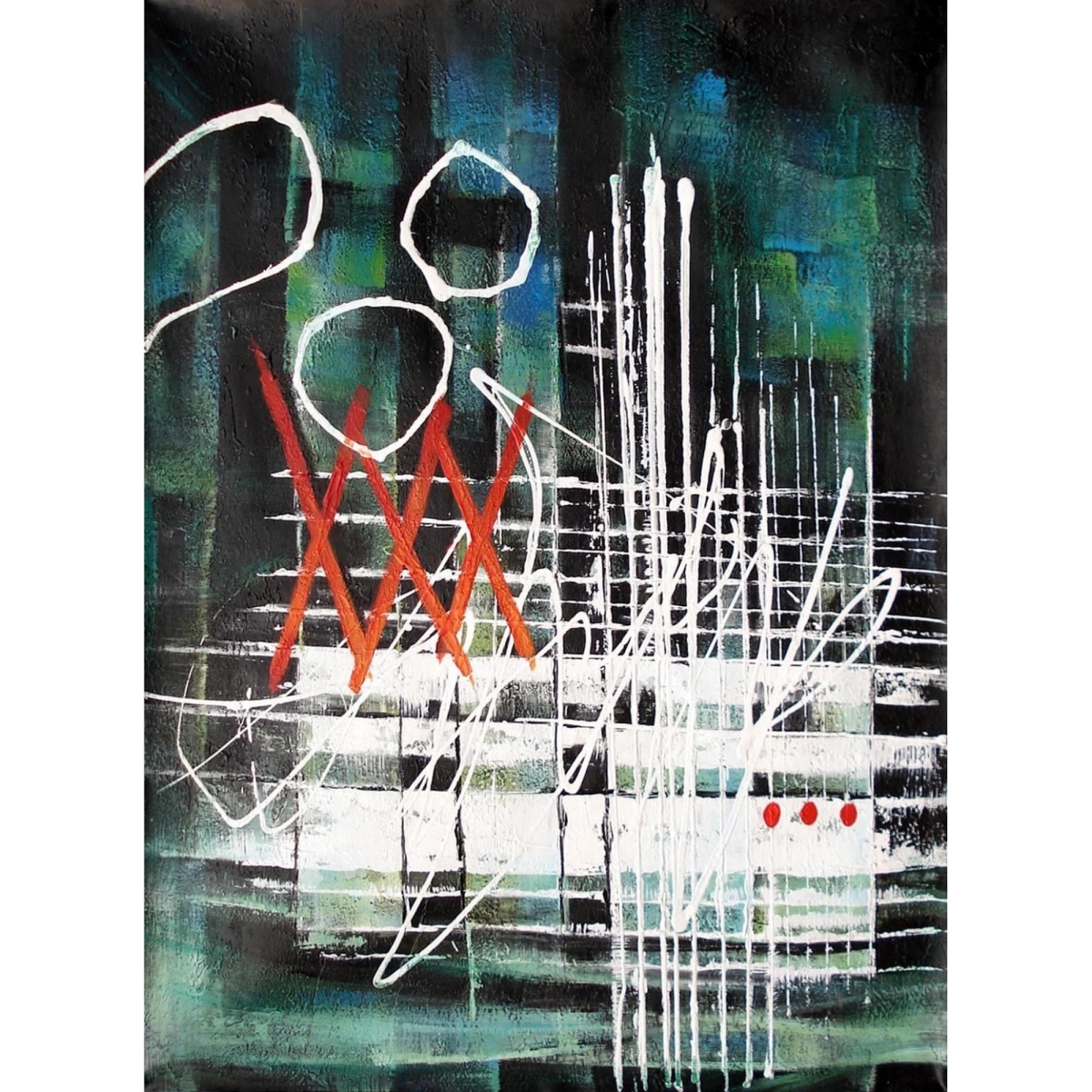 Picture of Benjara BM232191 Abstract Design Hand Painted Canvas Wall Painting&#44; Green & Black