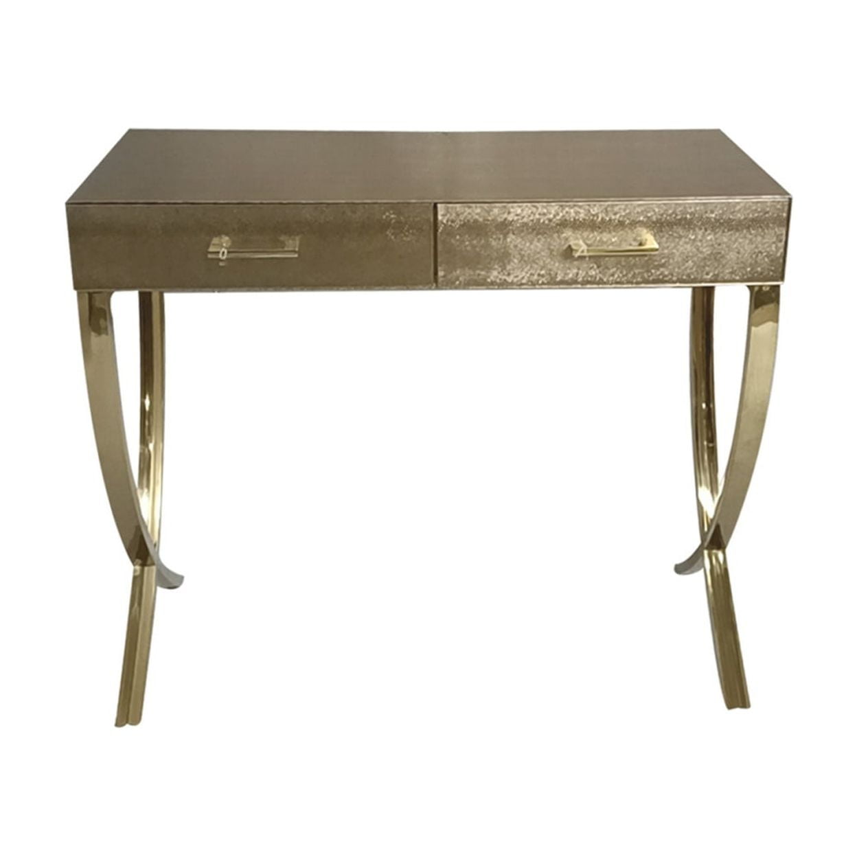 Picture of Benjara BM284909 39 in. Sofa Console Table with 2 Drawers & Vegan Faux Leather&#44; Champagne Gold