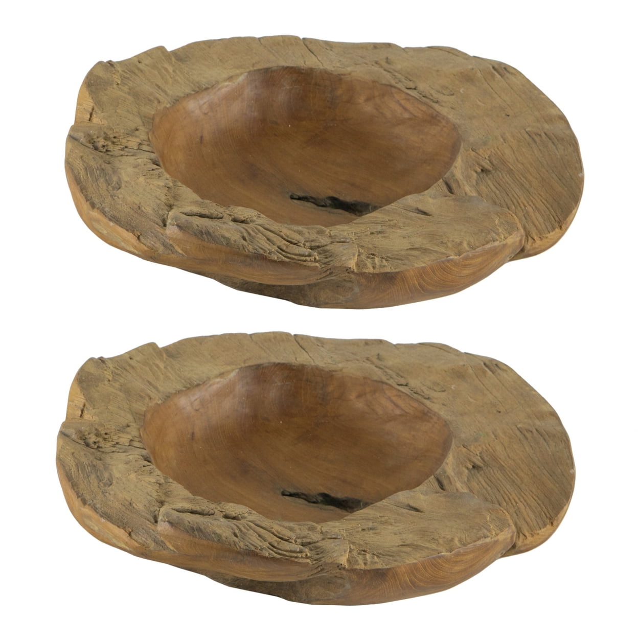 Picture of Benjara BM284953 Brown, Natural Edge Decoratie Teak Wood Table Bowls - Brown Finish - Set of 2