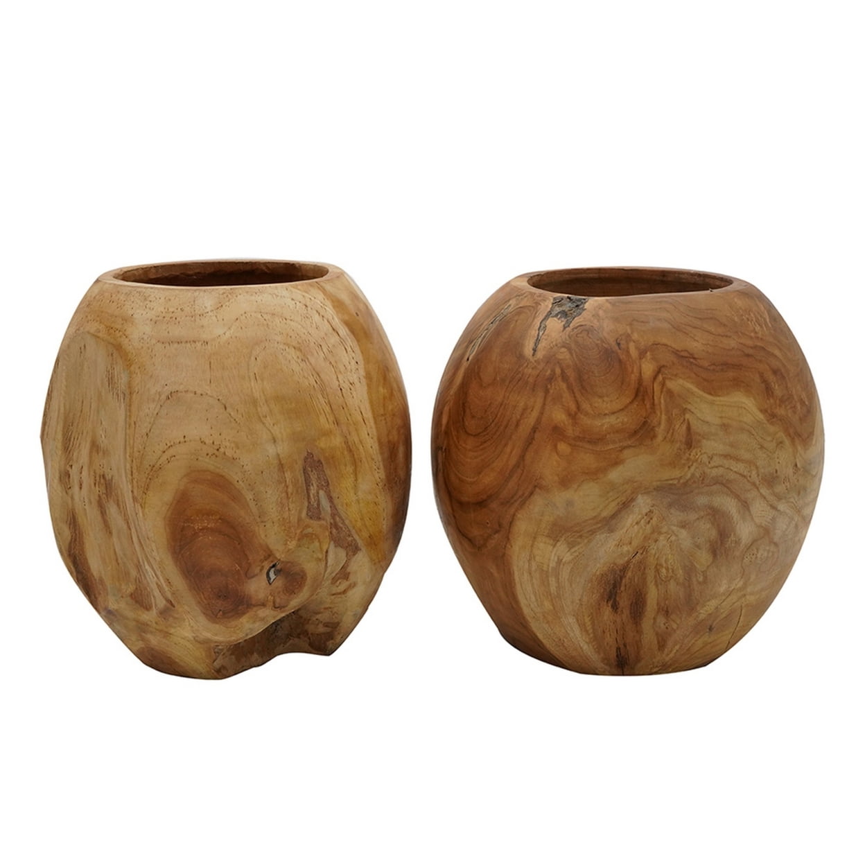 Picture of Benjara BM284954 Decorative Teak Wood Table Bowls, Accent Piece - Brown Finish - Set of 2