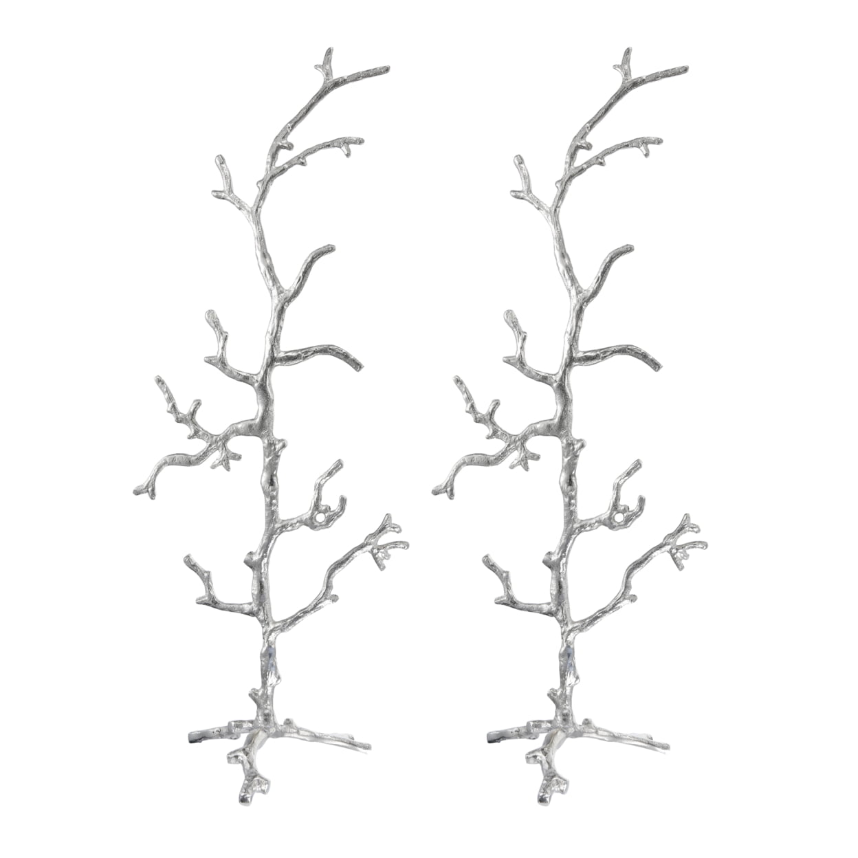 Picture of Benjara BM284957 Jewelry Hanging Racks, Tree Inspired Accent - Silver FInish - Set of 2