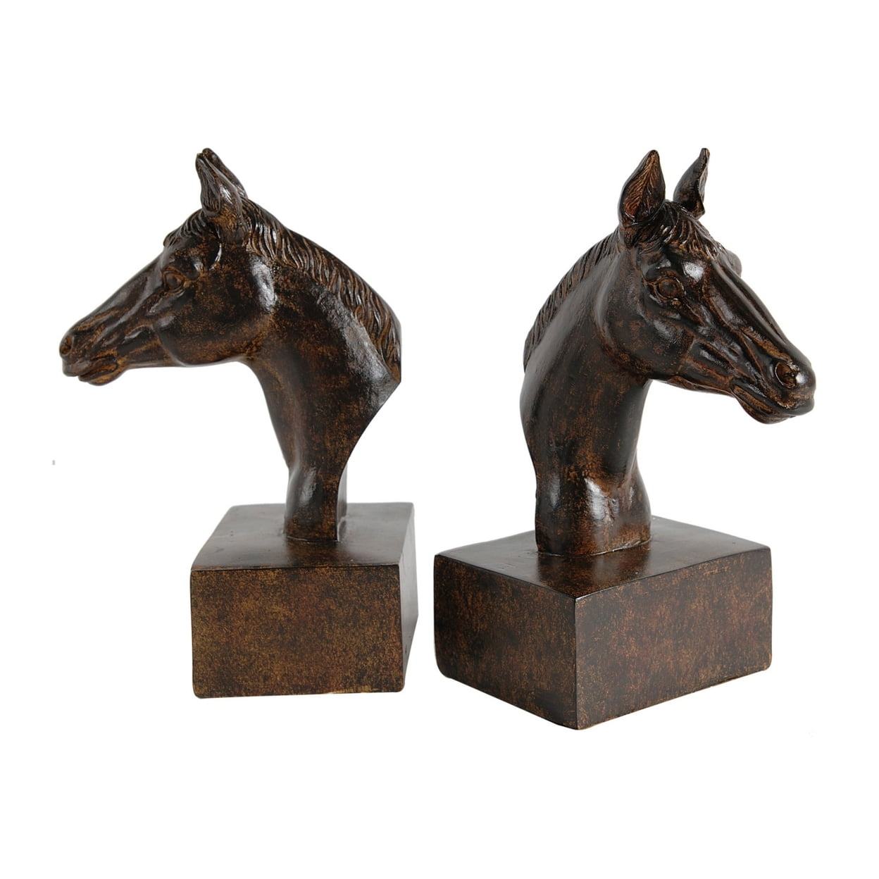 Picture of Benjara BM284985 Ari Bookends, Elegant Realistic Horse Bust FIgurines - Dark Brown - Set of 2