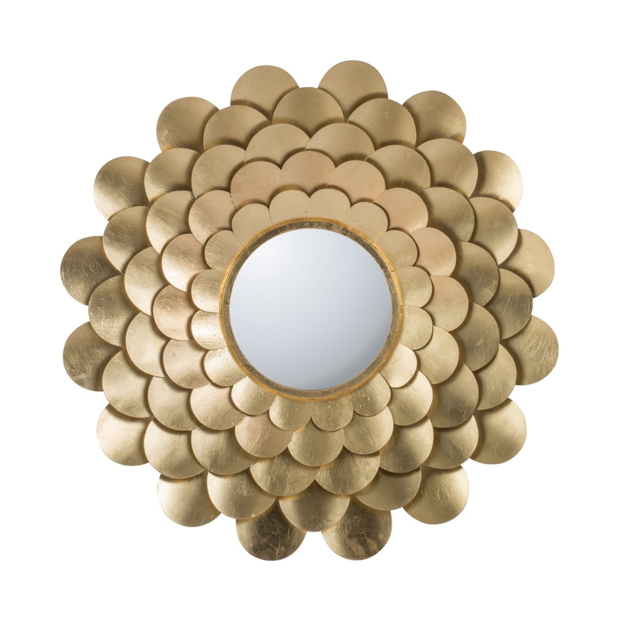 Picture of Benjara BM286104 32 in. Blooming Flower Decor Round Wall Mount Mirror, Gold