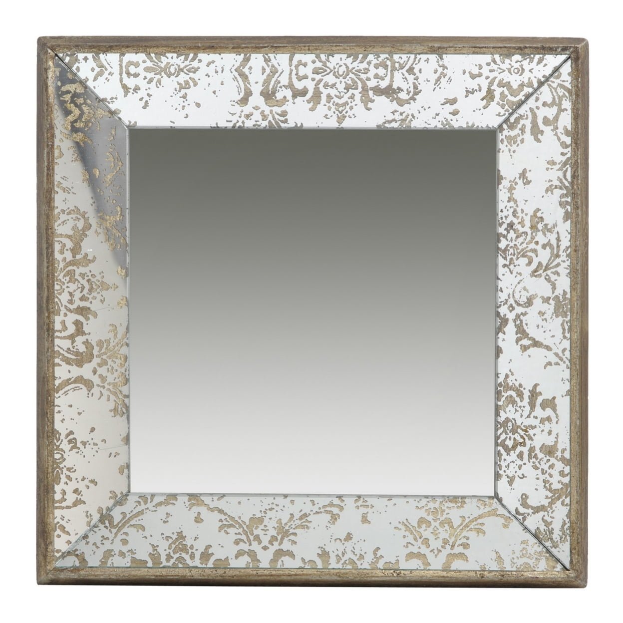 Picture of Benjara BM286154 15 in. Filo Wood Frame Raised Edges Square Accent Wall Mirror, Silver