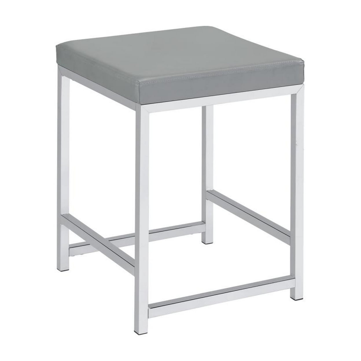 Picture of Benjara BM245891 15 in. Vanity Stool with Leatherette Seat & Tubular Frame&#44; Gray