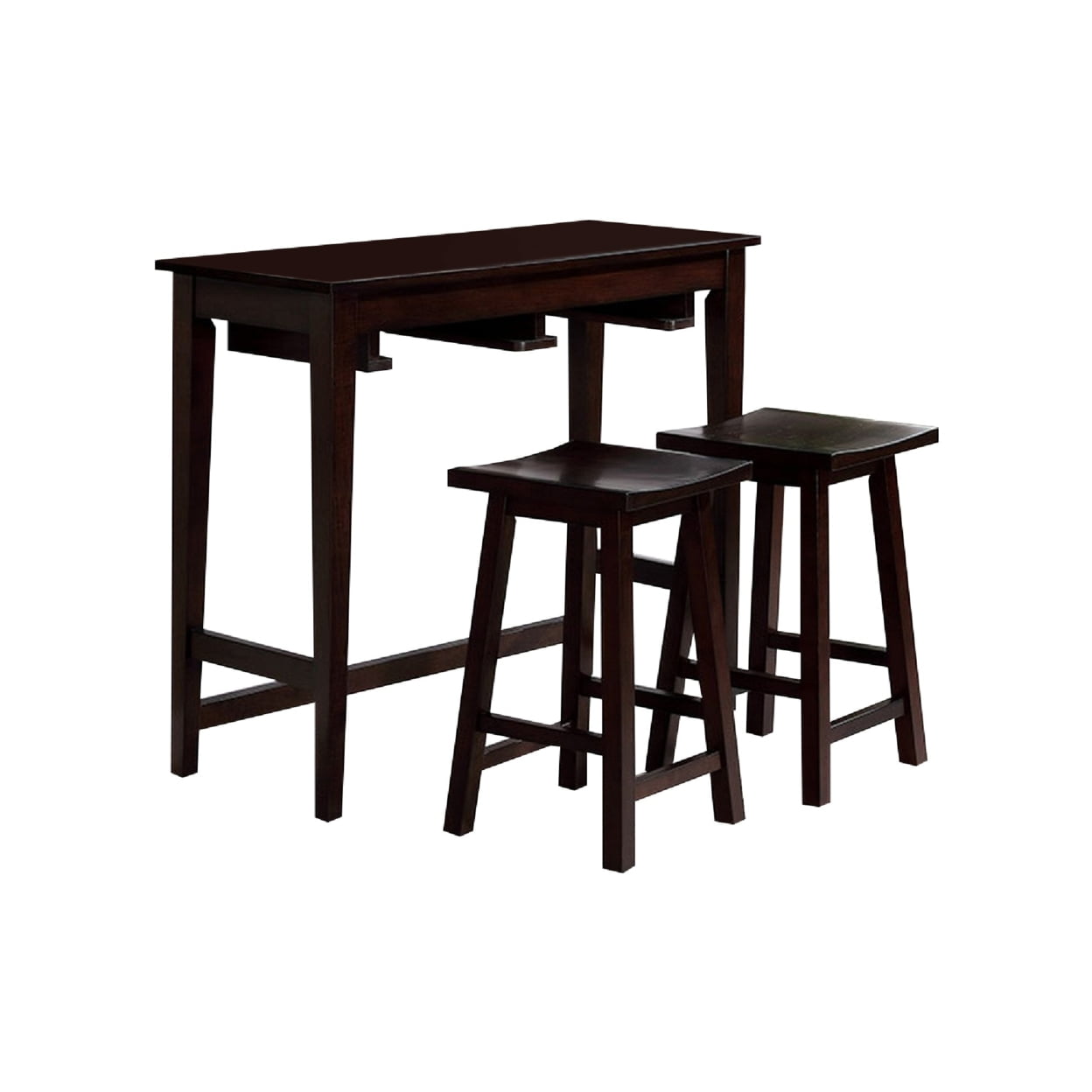 Picture of Benzara BM245922 Bar Table Set with Contoured Seat&#44; Espresso Brown - 3 Piece