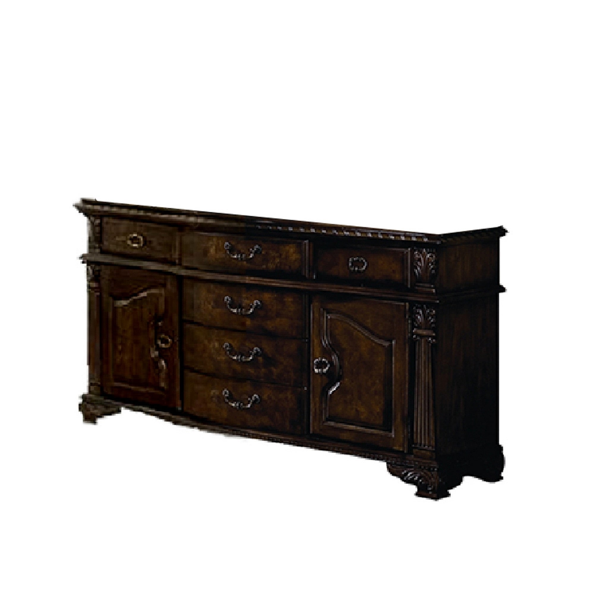 Picture of BenJara BM245768 Buffet with 6 Drawers & Intricate Carved Details&#44; Cherry Brown