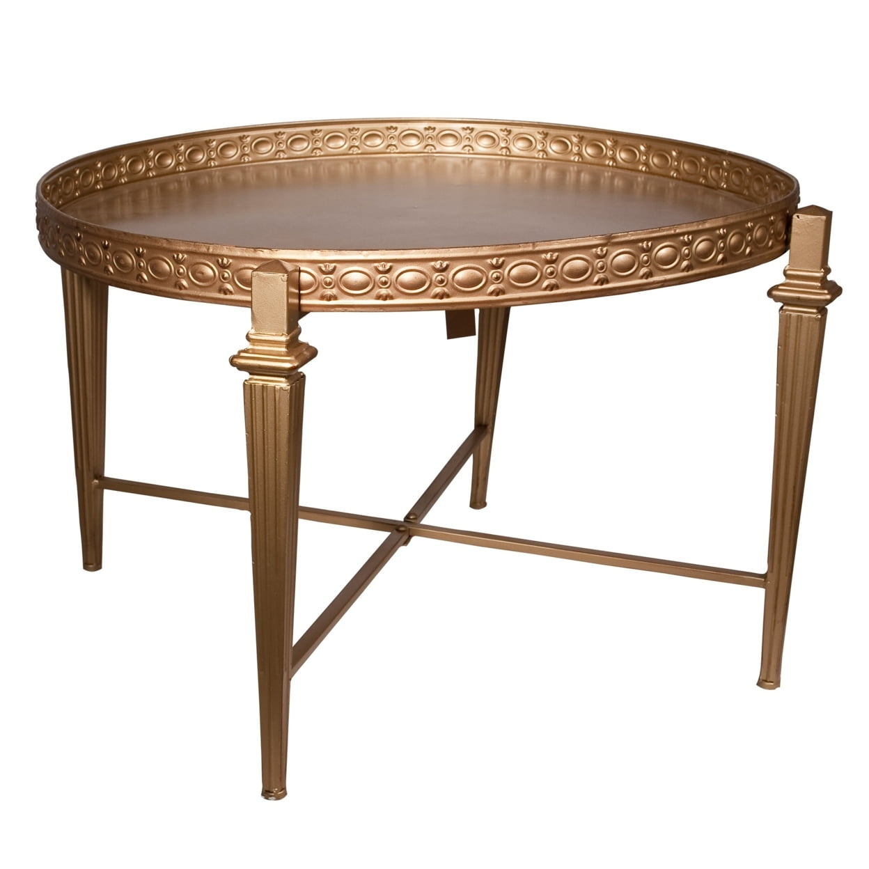 Picture of BenJara BM284762 32 in. Circular Pattern Edged Round Top Copper Metal Cocktail Table&#44; Copper