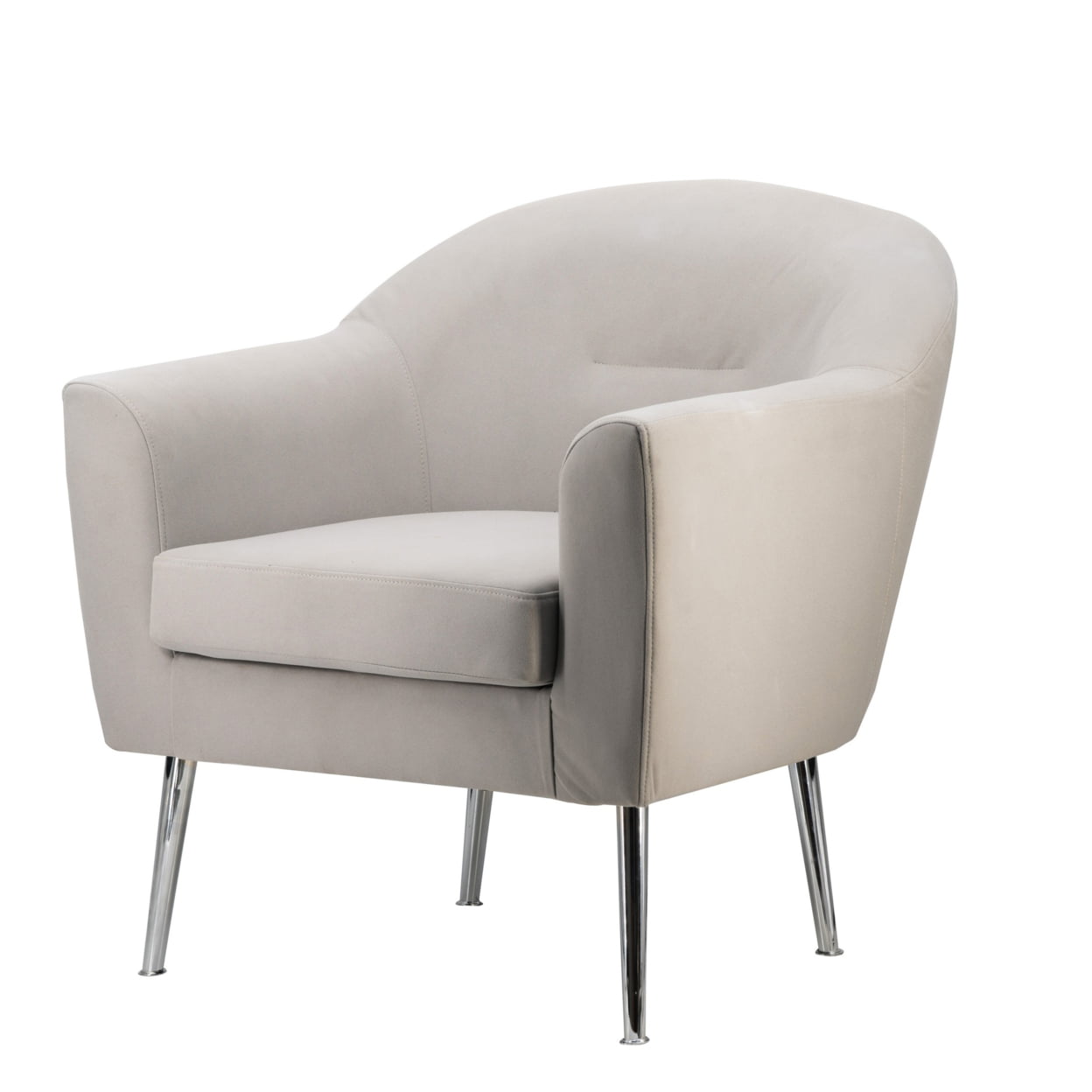 Picture of BenJara BM284806 30 in. Fabric Upholstery & Chrome Metal Legs Modern Accent Armchair&#44; Ivory