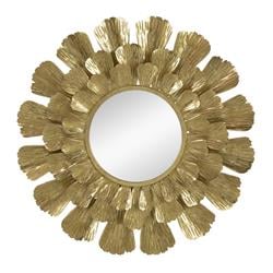 Picture of BenJara BM285898 37 in. Wall Mirror with Layered Flower Petals & Metal Frame&#44; Gold