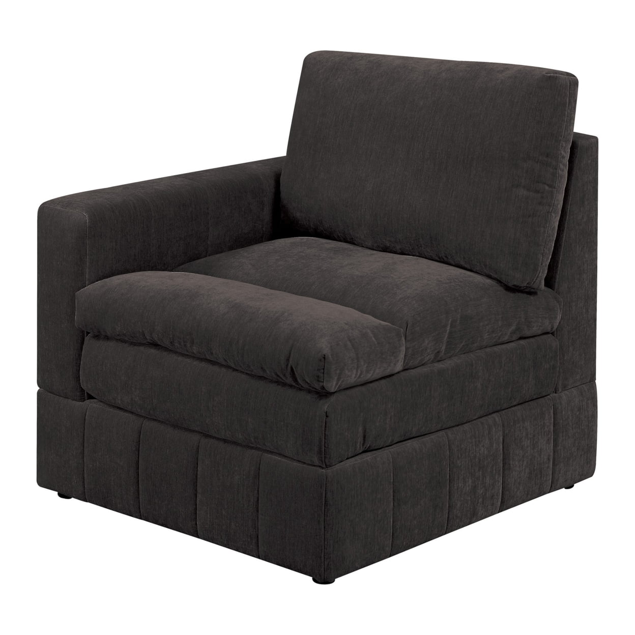 Picture of BenJara BM284331 33 in. Luna Triple Plush Cushion Seat Modular 1 Arm Corner Chair, Dark Gray