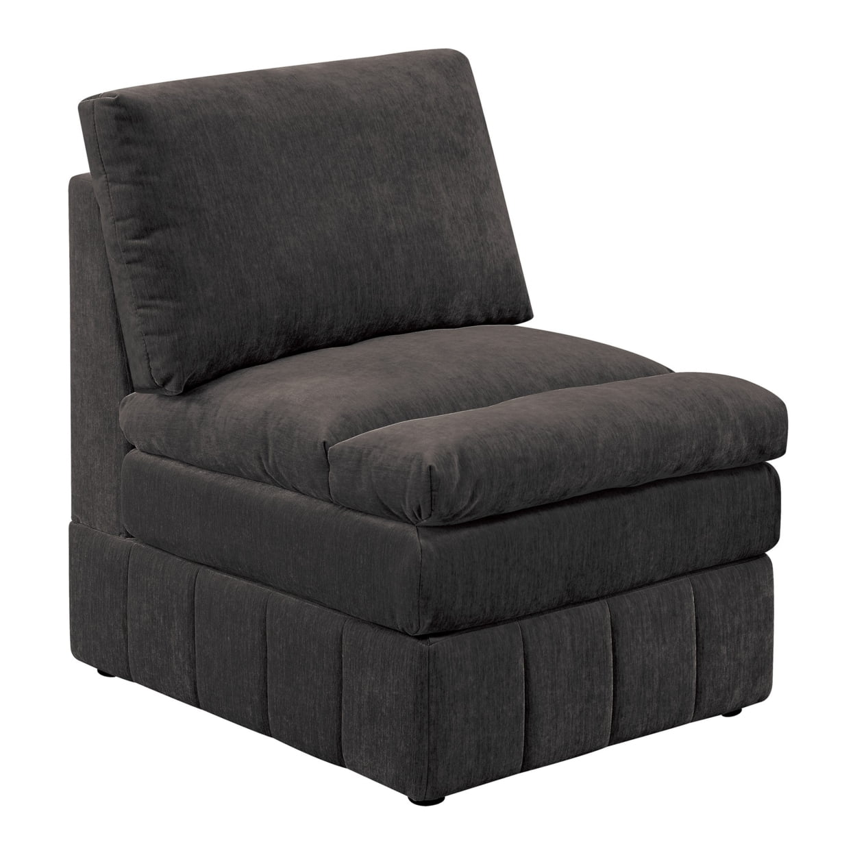 Picture of BenJara BM284332 35 in. Luna 3 Layer Plush Cushion Seat Modular Armless Chair, Dark Gray