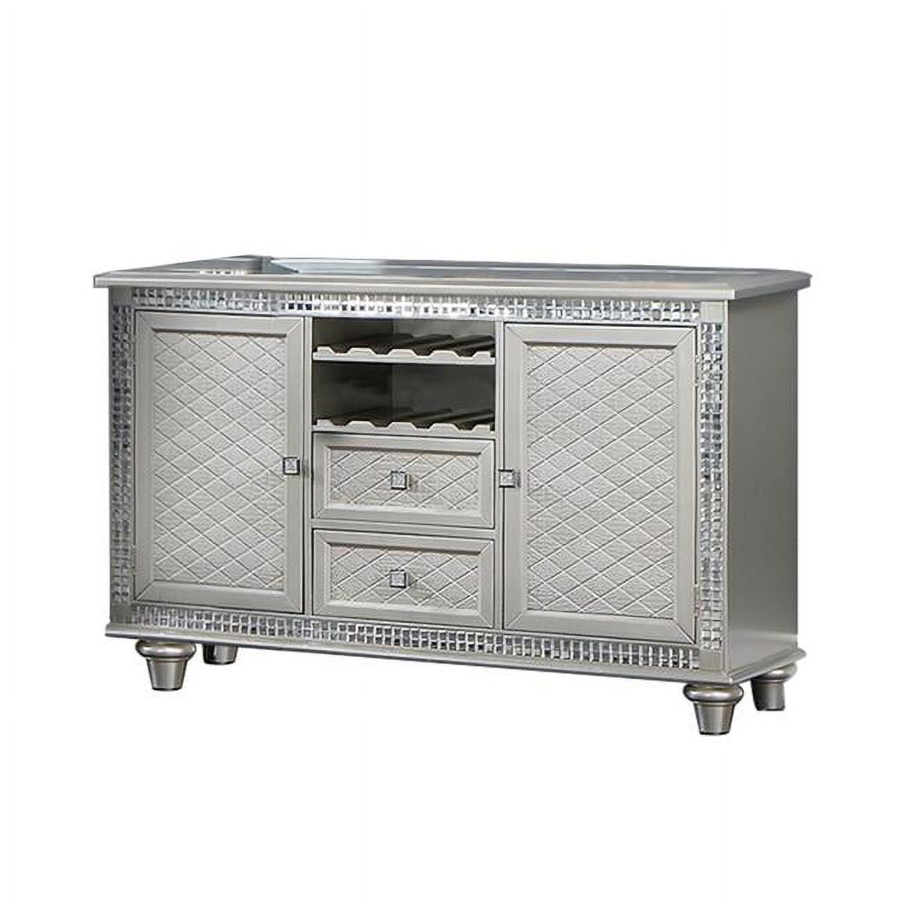 Picture of BenJara BM284321 55 in. Neil 2 Doors Crystal Sideboard Buffet Cabinet Console, Silver