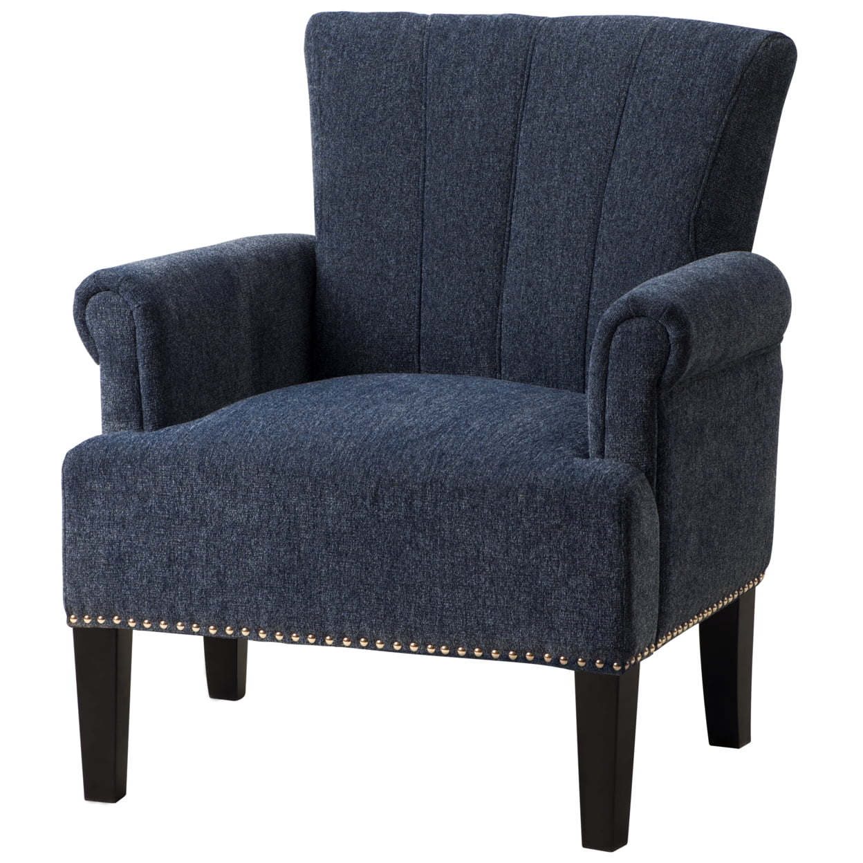 Picture of Benjara BM252572 Accent Chair with Fabric Upholstery & Channel Tufting&#44; Navy Blue