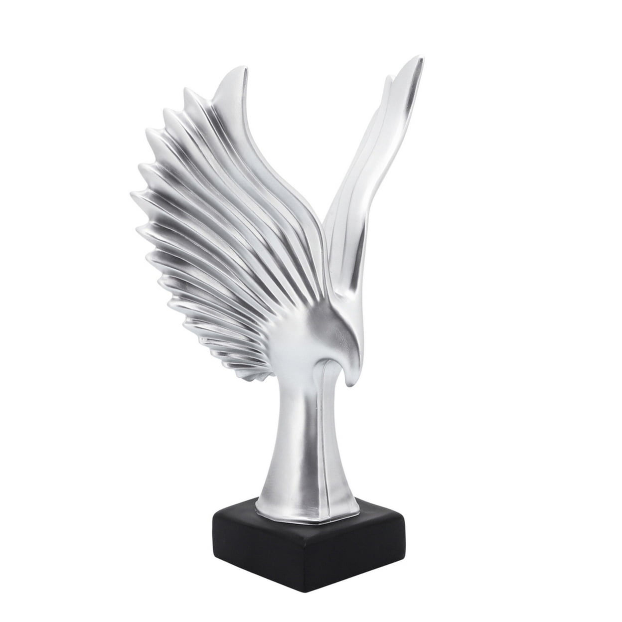 Picture of Benjara BM249491 Resin Eagle Design Table Decor with Block Base, Silver