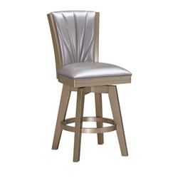 Picture of Benjara BM250964 Counter Height Stool with Padded Stitched Back, Pearl Gray