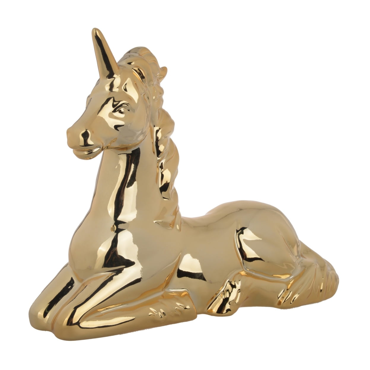 BM285352 11 in. Sitting Unicorn Figurine, Gold -  Benjara