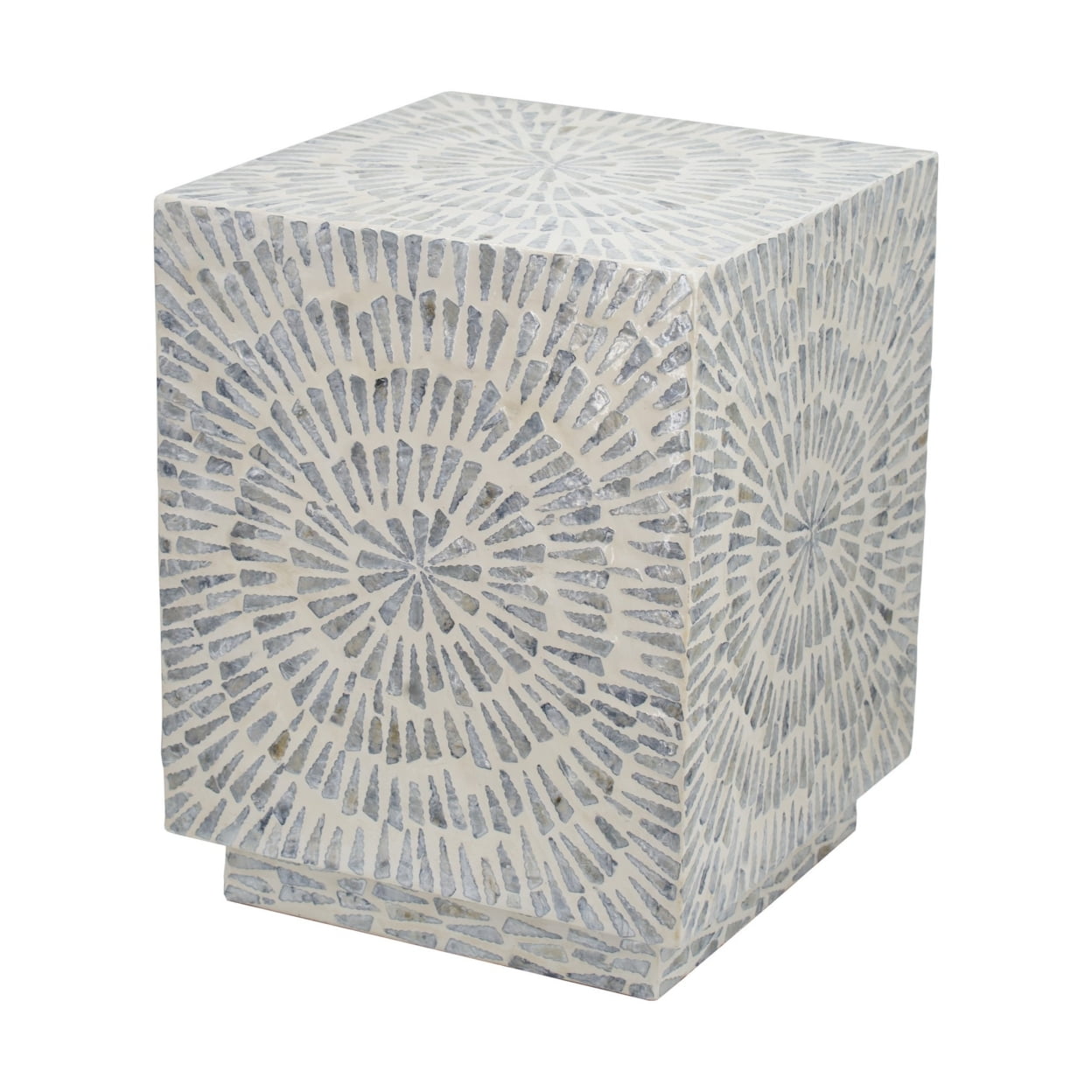 Picture of Benjara BM285362 18 in. Modern Capiz Square Accent Table Stool, Gray
