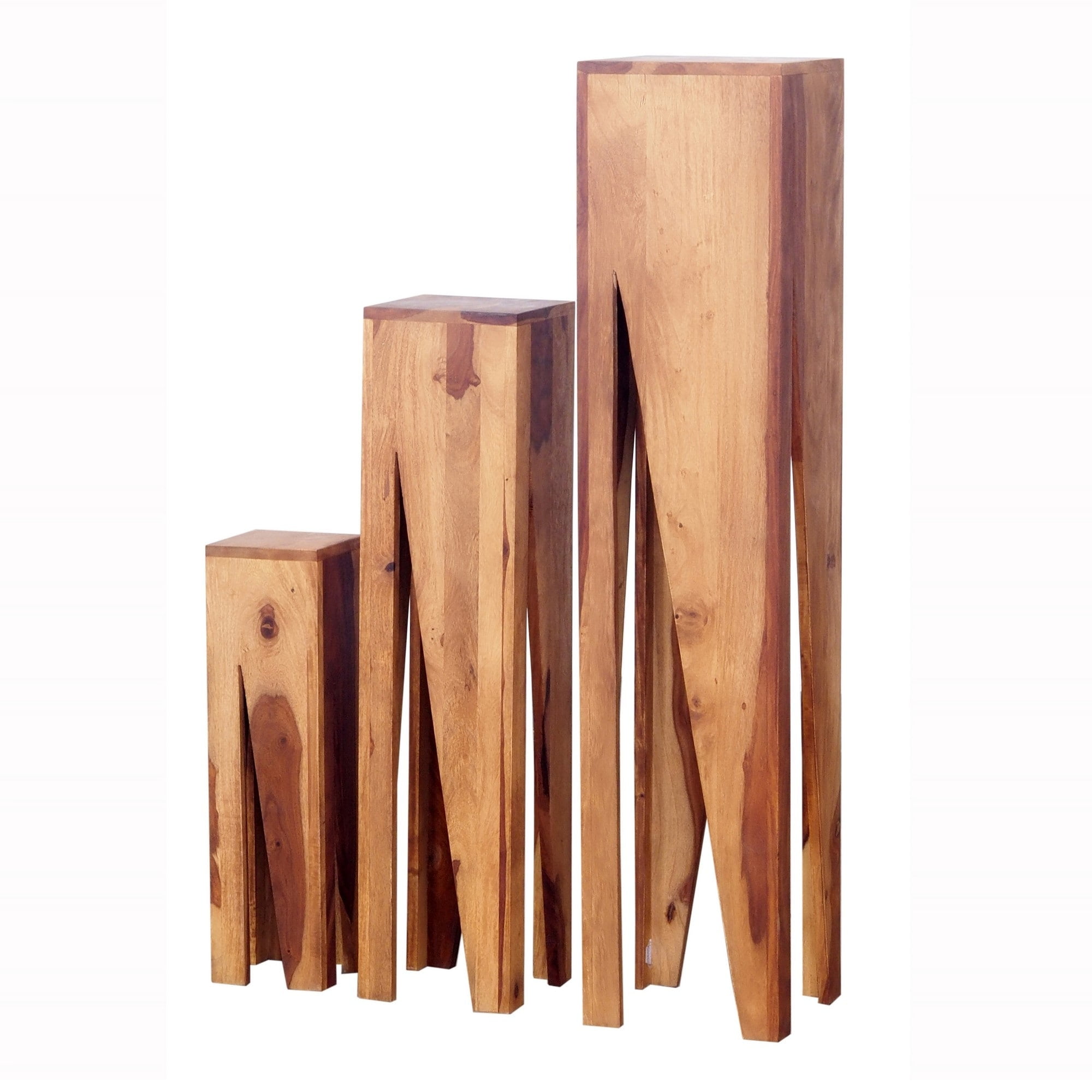 Picture of Benjara BM285402 45&#44; 34 & 22 in. V Cut Sheesham Wood Pedestal Table Stand&#44; Brown - Set of 3
