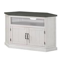 BM295427 50 in. Alexa TV Corner Entertainment Console Cubby Cabinet, White & Gray -  Benjara