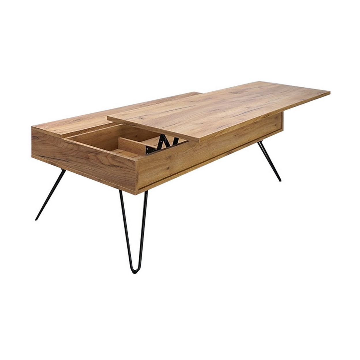47 in. Lift Top Wood 2 Storage Compartments Coffee Table, Natural Brown -  DeluxDesigns, DE2812852