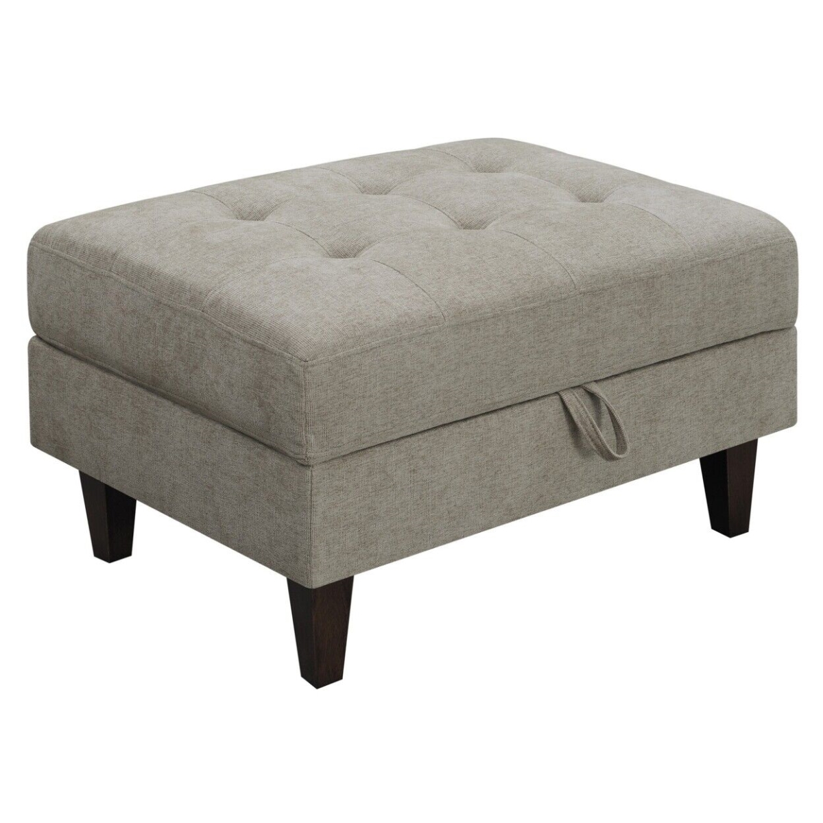 Picture of Benjara BM294811 34 in. Storage Ottoman with Birchwood & Tufted Seat&#44; Gray Chenille Fabric