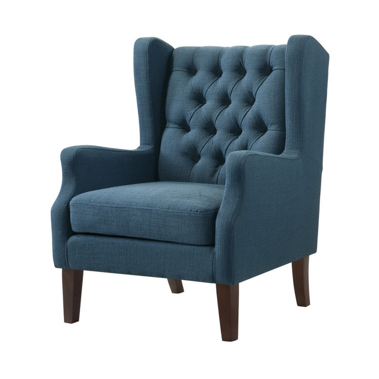 Picture of Benjara BM287588 31 in. Keva Deep Button Tufted Wingback Accent Chair, Smooth Blue Fabric