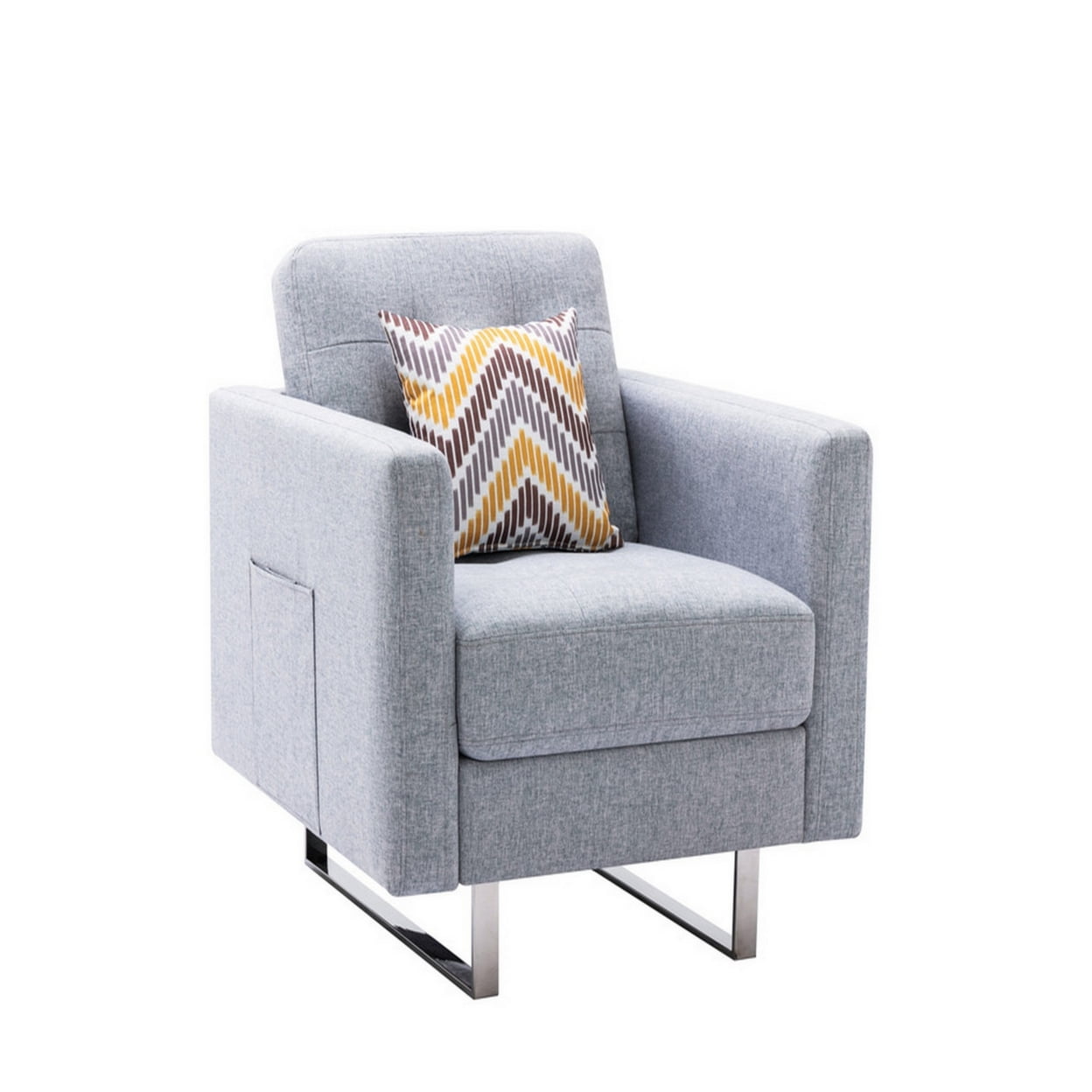 Picture of Benjara BM287601 34 in. Lewa Modern Accent Armchair with Silver Metal Legs, Light Gray