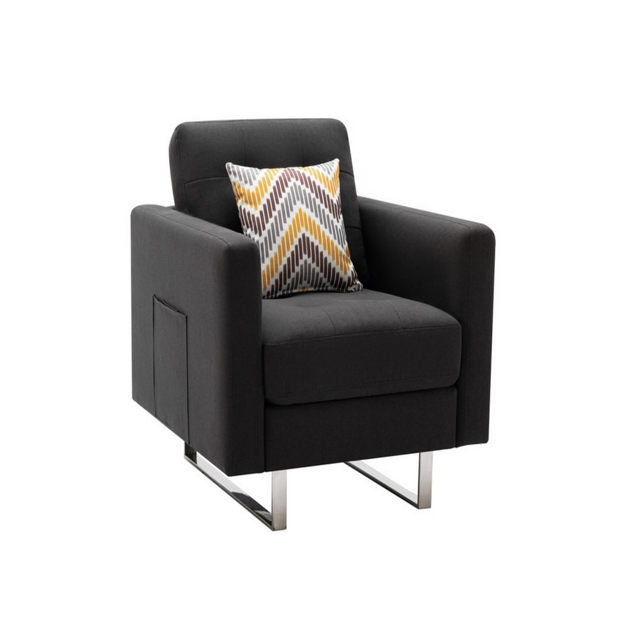 Picture of Benjara BM287618 34 in. Lewa Modern Accent Armchair with Silver Metal Legs, Dark Gray