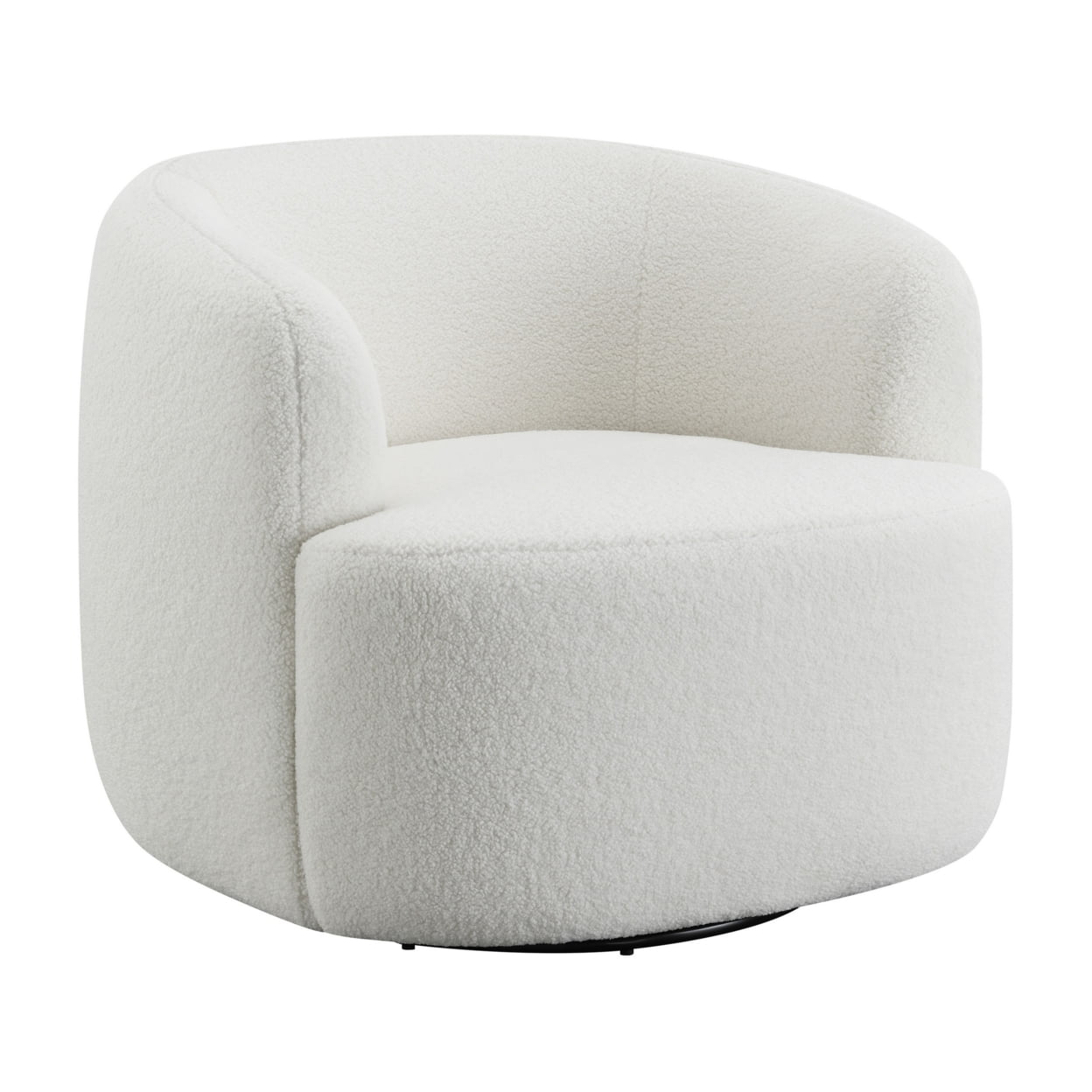 Picture of Benjara BM294140 35 in. Modern Swivel Accent Chair with Padded Seat & Round Barrel Back&#44; White