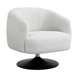 Picture of Benjara BM296075 32 in. Barrel Foam Accent Chair with Swivel Pedestal Base & Beige Boucle Fabric&#44; Black