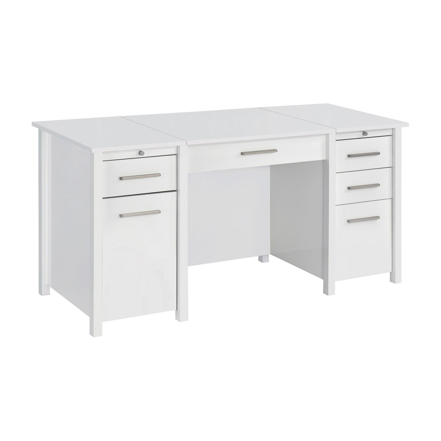 Picture of Benjara BM296079 60 in. Wim 4 Drawers 2 Pull Out Trays Lift Top Office Desk&#44; Glossy White