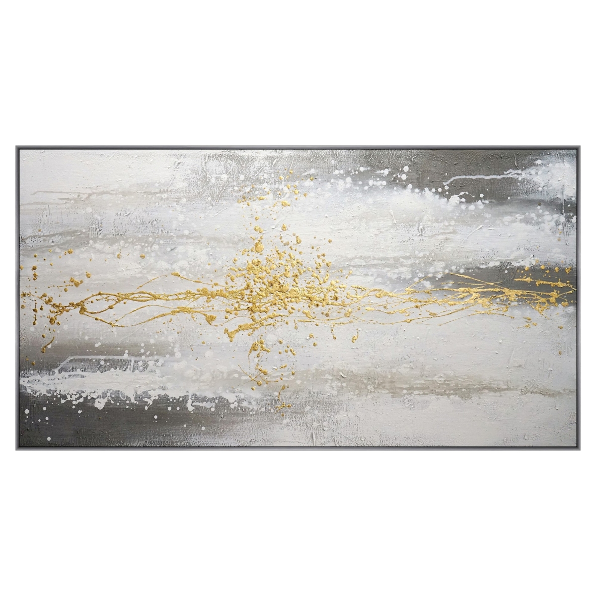 Picture of Benjara BM298941 Hand Painted Abstract Painting - Gray&#44; White&#44; Gold & Silver