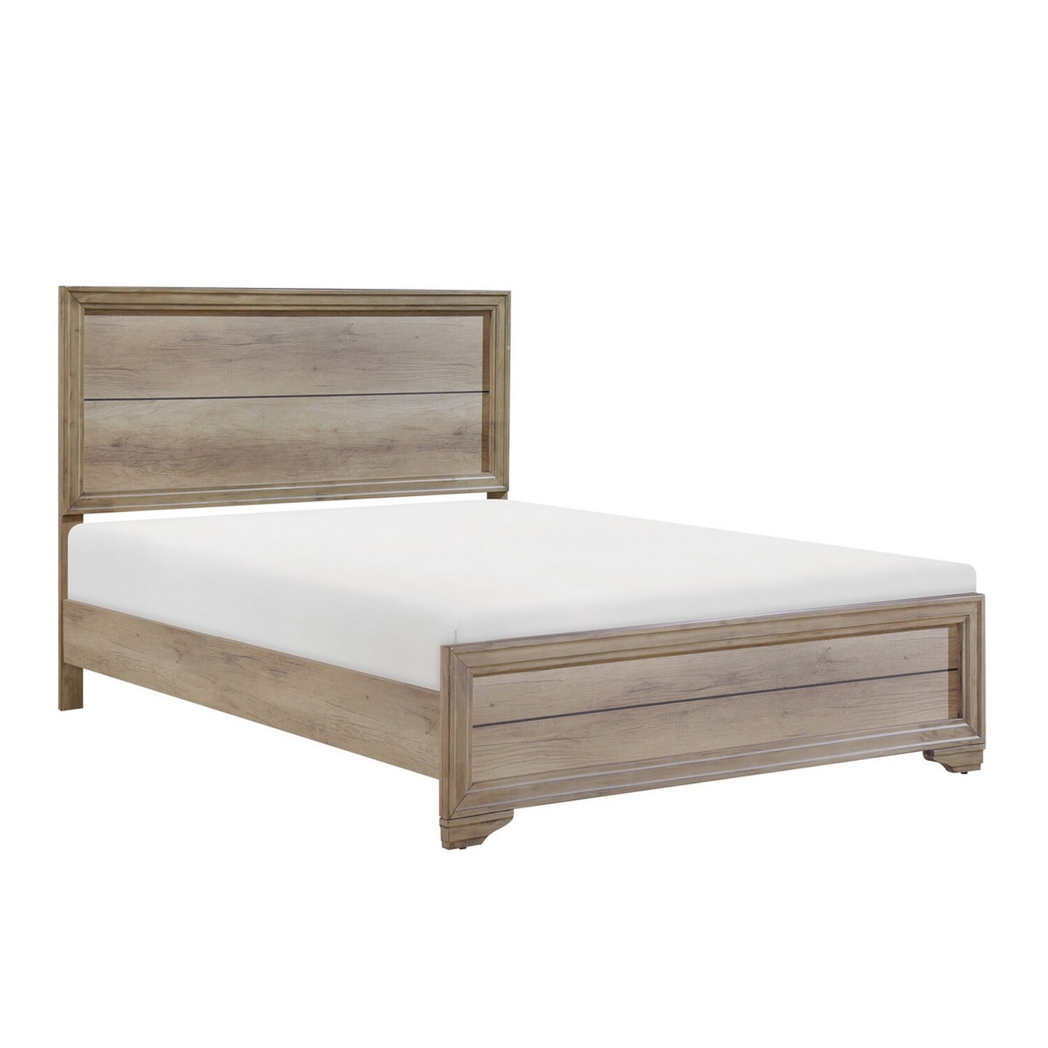 BM295827 52.5 x 83.5 x 63 in. Contemporary Queen Size Bed with Rustic Wood Panel Headboard, Natural Brown -  Benjara