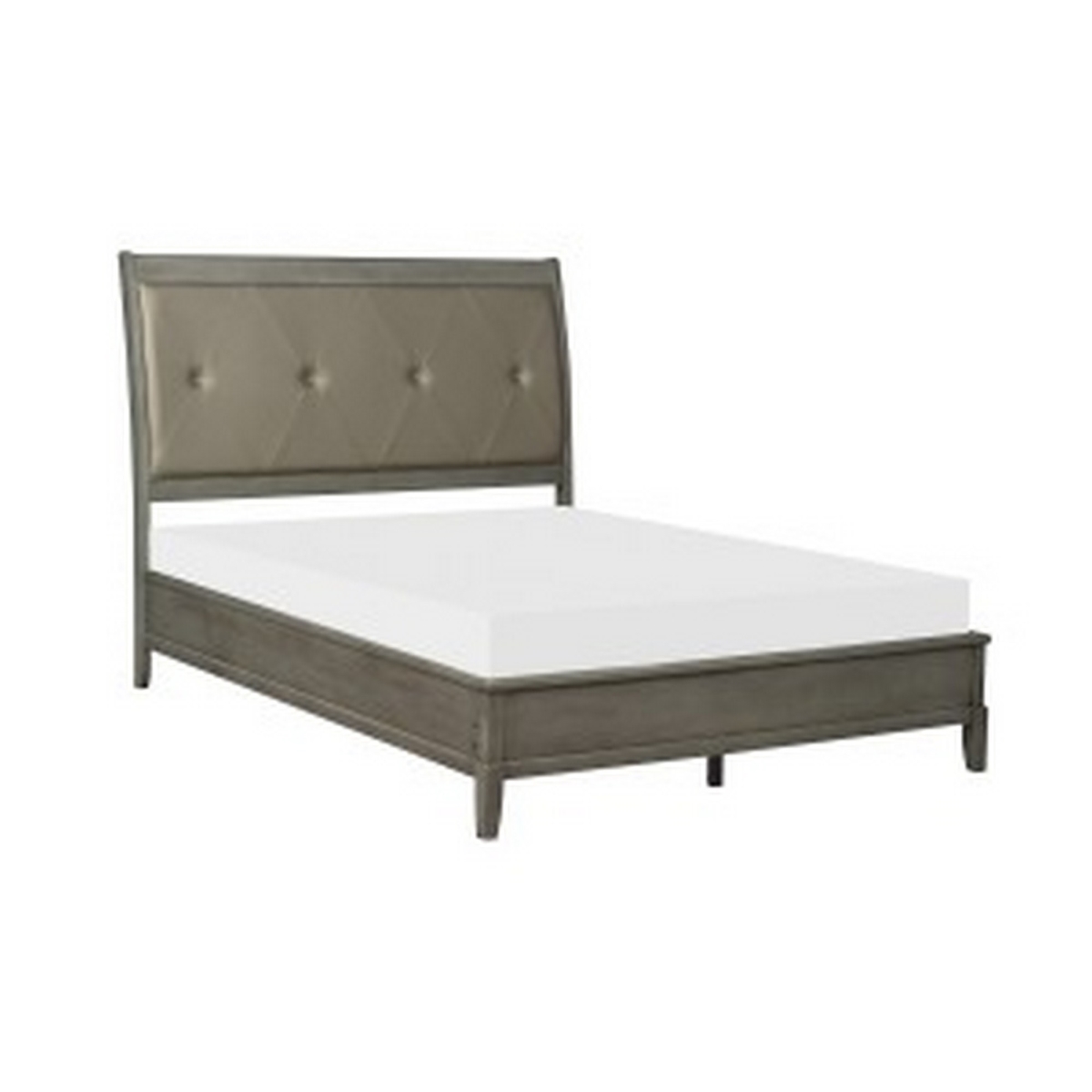 Picture of Benjara BM295833 54 in. Hadly Classic Faux Leather Full Sleigh Bed - Button Tufted Headboard&#44; Gray