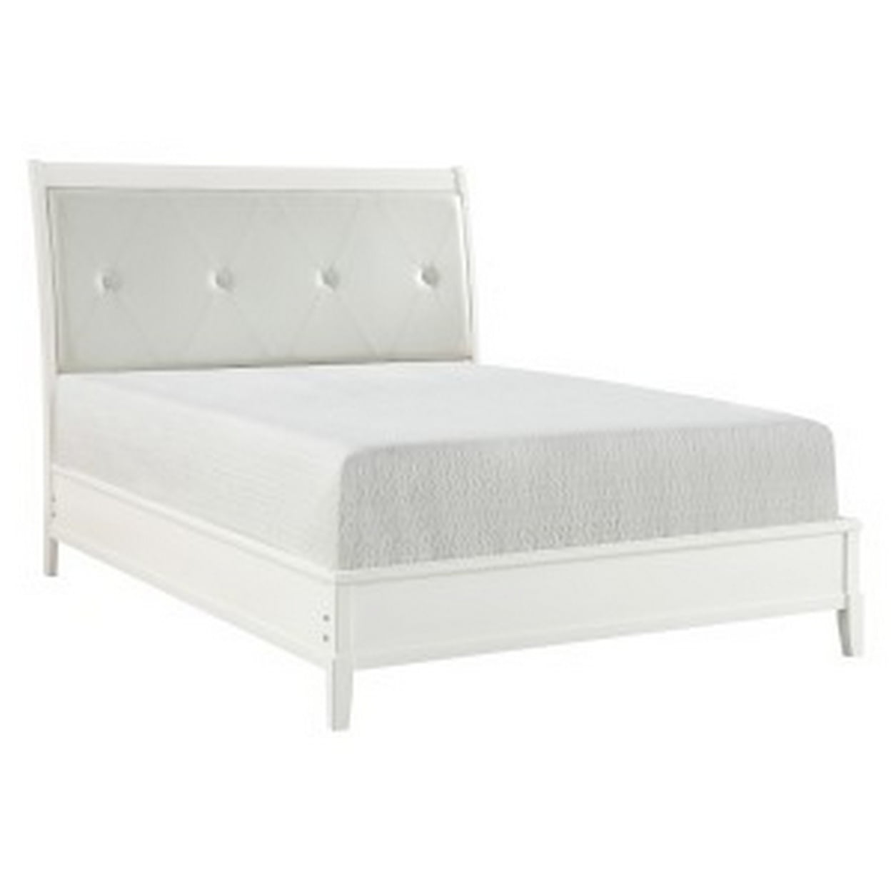 Hadly Classic Button Tufted Headboard Sleigh Bed, White - Queen Size -  DeluxDesigns, DE2805984