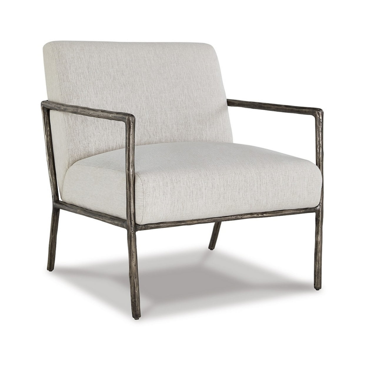 Picture of Benjara BM297016 30 in. Tusk Accent Chair with Classic Pewter Aluminum Frame&#44; Cream & Silver