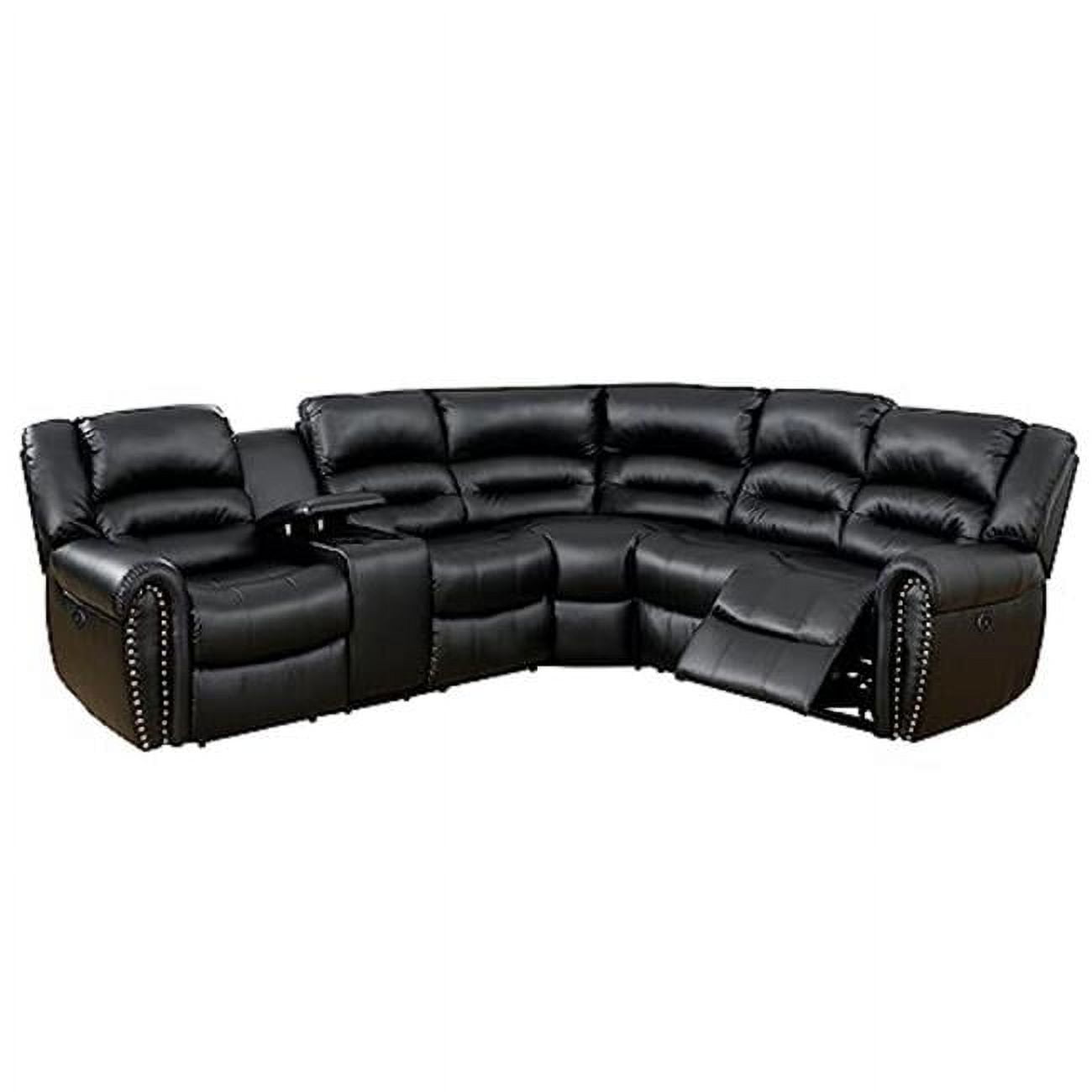 41 x 98 x 111 in. Qox Power Reclining Sectional Sofa Set with USB Port & Bonded Leather, Black -  DeluxDesigns, DE3344450