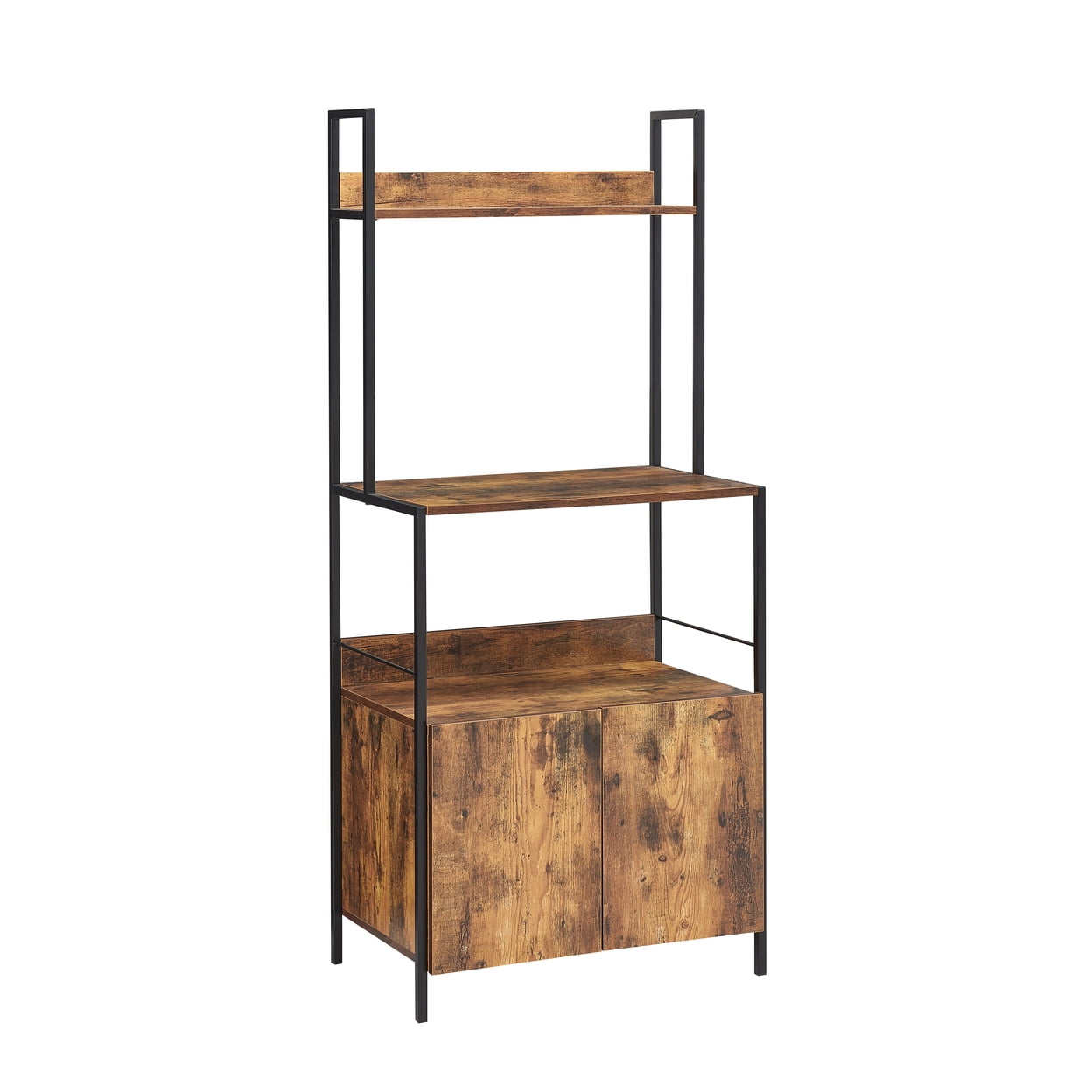 Picture of The Urban Port UPT-294325 65.75 x 24.75 x 16.25 in. Industrial Style 3-Tier Kitchen Baker Rack with Storage Cabinet&#44; Rustic Brown & Black Metal Frame
