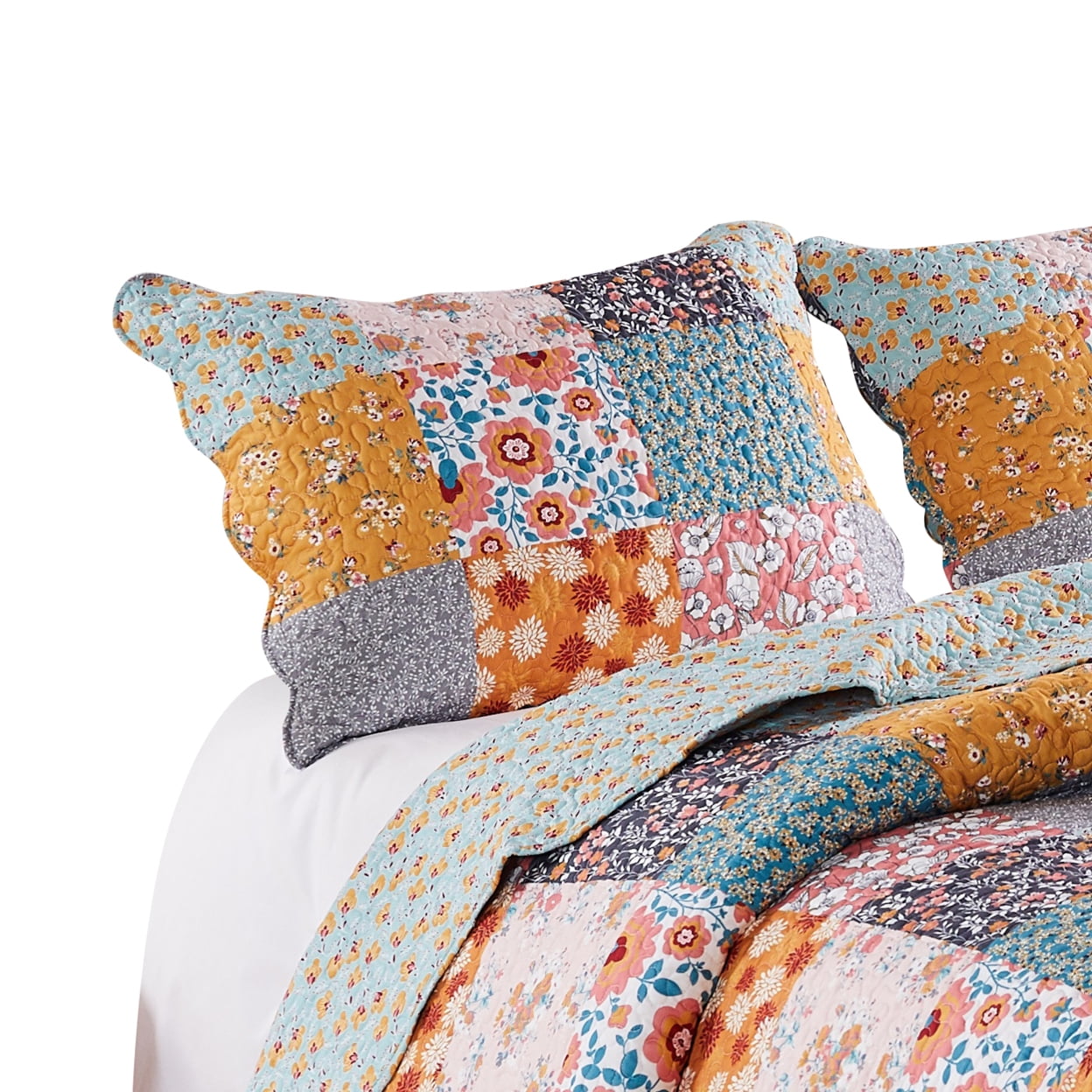 Picture of Benjara BM294291 36 in. Patchwork Floral Print & Soft Microfiber Turin Pillow Sham&#44; Multi Color - King Size