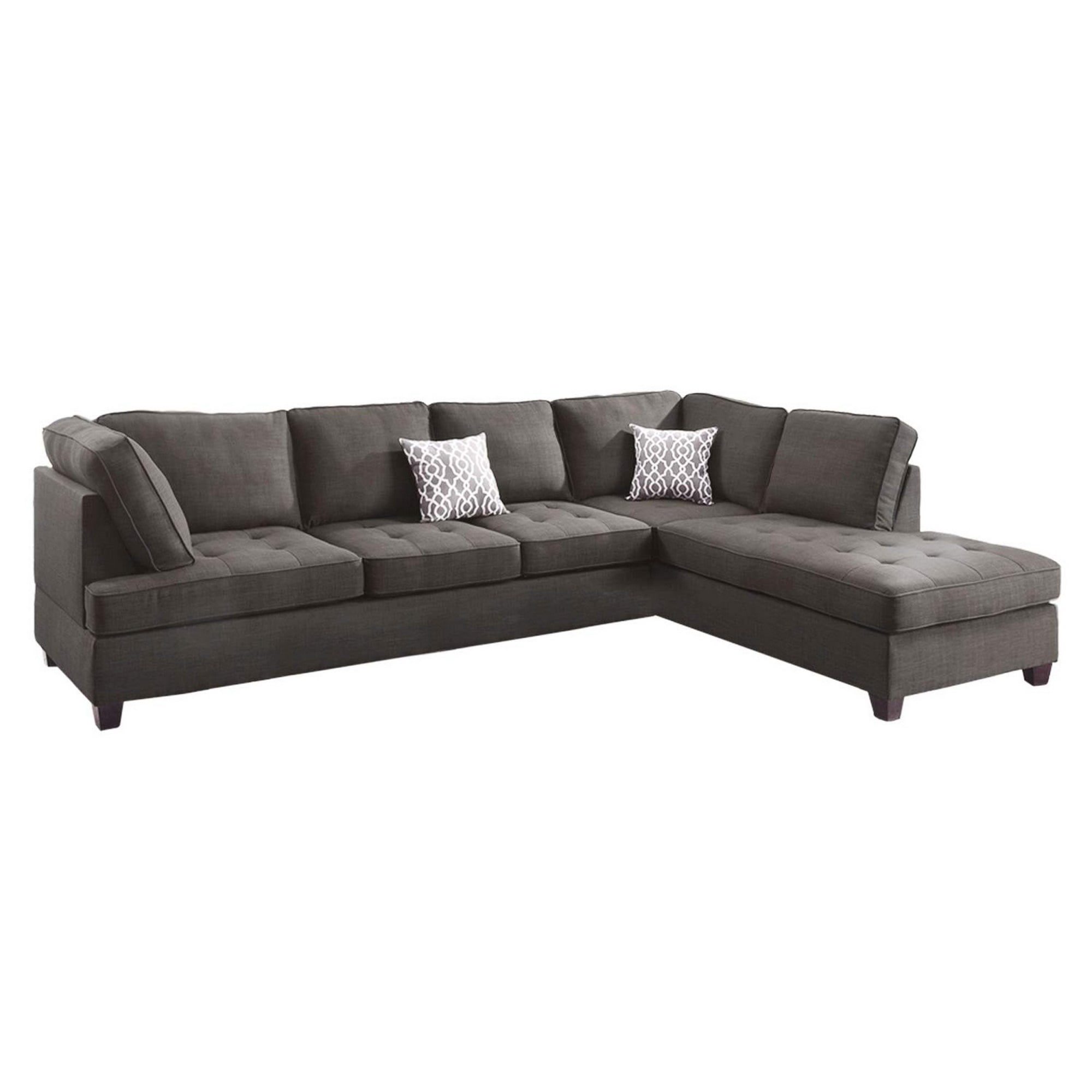 Picture of Benjara BM300283 37 x 117 x 86 in. Roda L-Shape Sectional Sofa with Reversible Chaise & Black Fabric - 2 Piece
