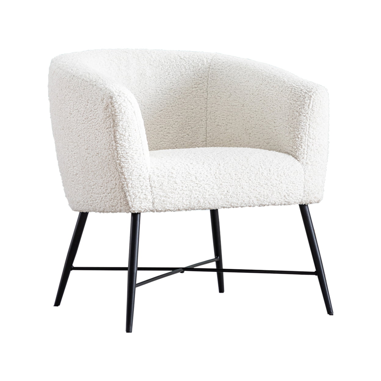 Picture of Benjara BM300893 28 in. Wool Like Fabric Curved Back & Shelter Arms Ino Accent Chair&#44; White & Black