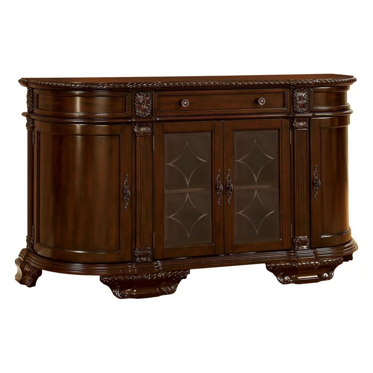 66 in. Traditional Buffet Server, Glass Cabinet, Side Cabinets - Brown -  Cocina, CO4327813