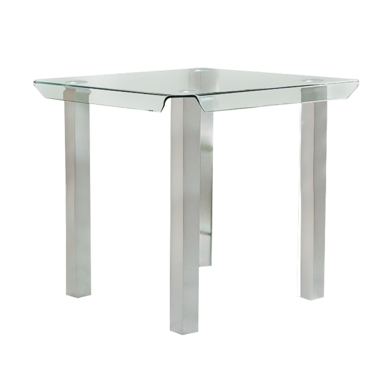Picture of Benjara BM300624 39 in. Square Top Curved & Legs Jan Counter Height Glass Table&#44; Chrome & Clear