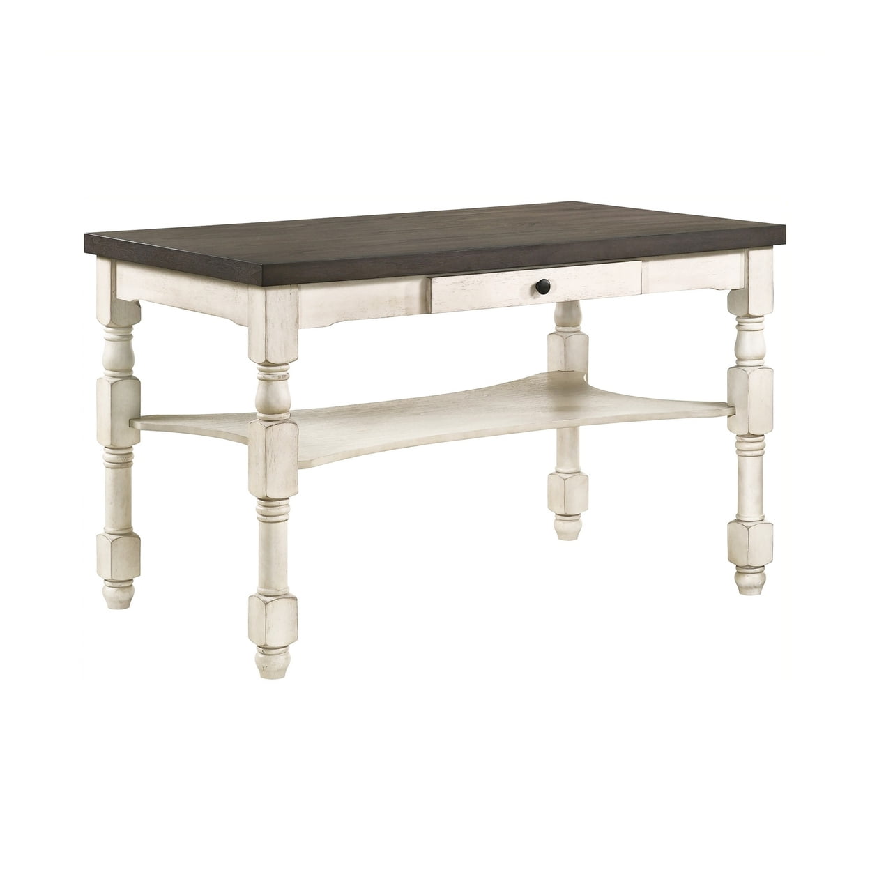 Picture of Benjara BM300664 60 in. Swan Turned Legs Counter Height Table&#44; Gray Surface & Ivory Wood