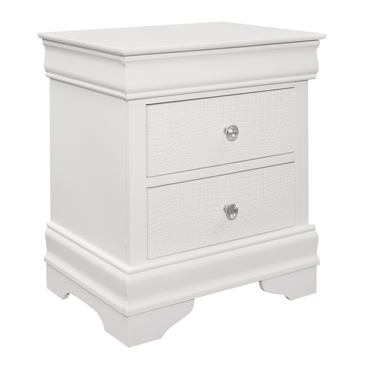 Picture of Benjara BM300959 24 in. Teich 2 Drawers&#44; Textured Panels & Wood Nightstand&#44; Crisp White