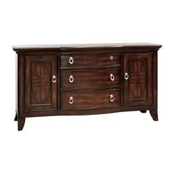 BM300975 56 in. Koot 3 Drawer Buffet Console with Storage Cabinets & Adjustable Shelves, Brown -  Benjara