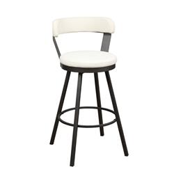 Picture of Benjara BM300985 31 in. Swivel Bar Stool with Faux Leather & Metal&#44; Dark Gray & White - Set of 2